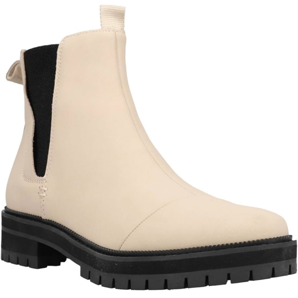 TOMS- Women Beige Slip On Dakota Chelsea Waterproof Rubber Boots Size 11